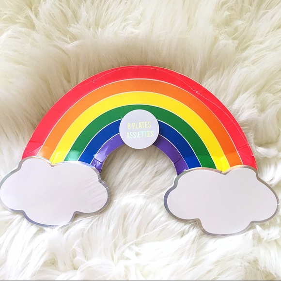 Meri Meri Rainbow Paper Plates 8 pack - Picture 1 of 3